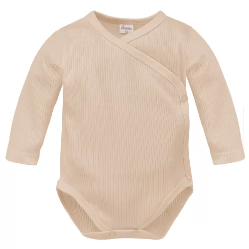 Pinokio - Lovely Day uniszex bordázott baba body bézs 56
