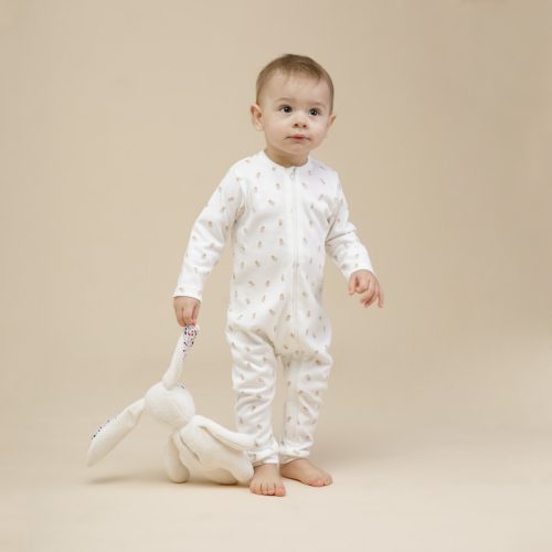 Pinokio - Lovely Day cipzáras lábfej nélküli uniszex rugdalózó maci ekrü 74