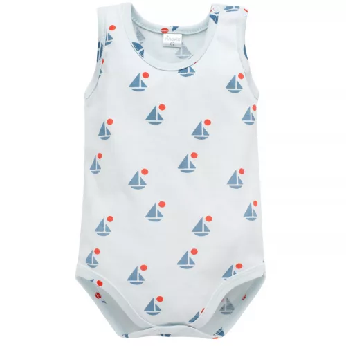 Pinokio - Sailor kisfiú ujjatlan body kék 62