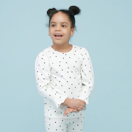 Pinokio - Tres Bien kislány hosszú ujjú felső pöttyös ekrü 104