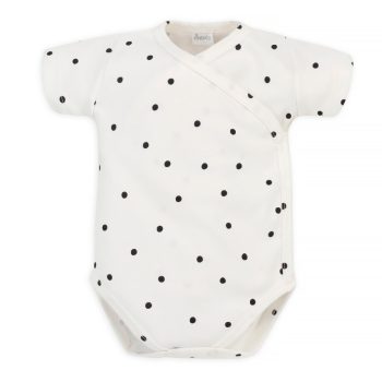   Pinokio - Tres Bien kislány rövid ujjú baba body pöttyös ekrü 62