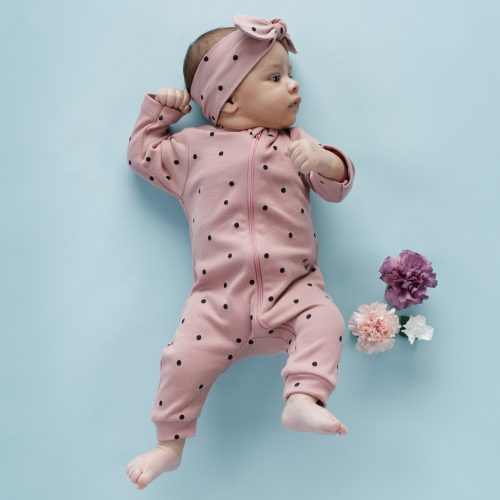 Pinokio - Tres Bien cipzáras lábfej nélküli kislány rugdalózó pöttyös rózsaszín 56