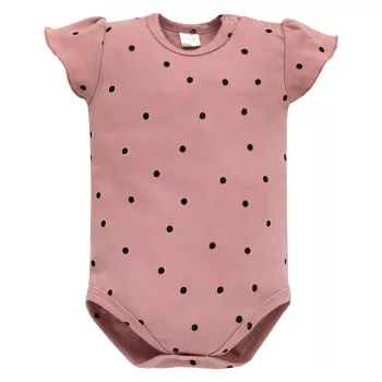   Pinokio - Tres Bien kislány rövid ujjú body pöttyös rózsaszín 80