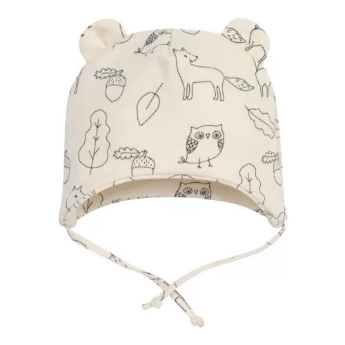 Pinokio - Secret Forest fülecskés, megkötős kisfiú sapka erdő ekrü 56