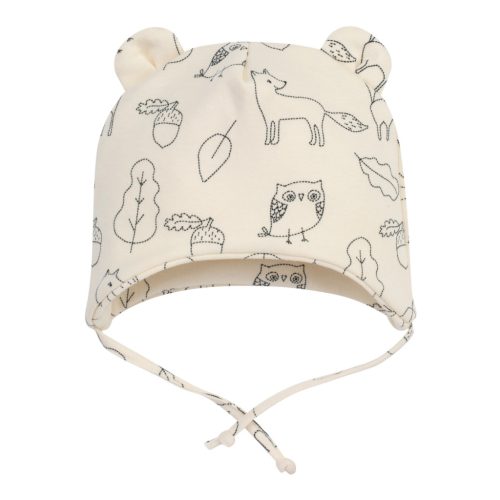 Pinokio - Secret Forest fülecskés, megkötős kisfiú sapka erdő ekrü 68