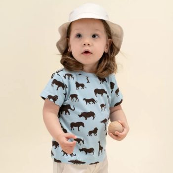   Pinokio - Safari kisfiú rövid ujjú póló állatok kék 104