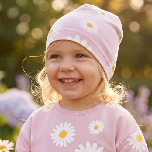 Pinokio - Daisy kislány beanie sapka százszorszép rózsaszín 74/80