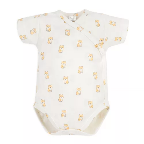 Pinokio - Lovely Day uniszex rövid ujjú baba body kutya ekrü 56