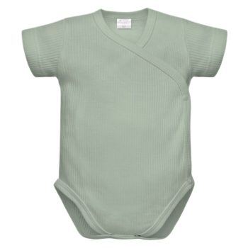   Pinokio - Lovely Day uniszex bordázott rövid ujjú bab body zöld 56