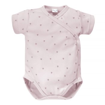 Pinokio - Hello kislány rövid ujjú baba body szívecske rózsaszín 50 – kislány babaruha termékfotó