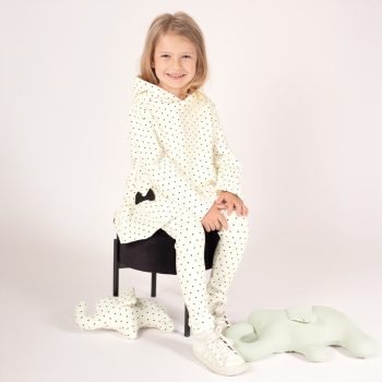   Nicol -  Lizy kislány kapucnis, fodros pulóver pöttyös, krém 98