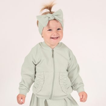   Nicol - Lizy kislány cipzáras pulcsi fodrokkal olivazöld 98