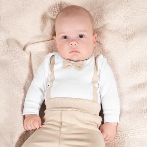 Nicol - Teddy kisfiú body csokornyakkendővel krém-bézs 80