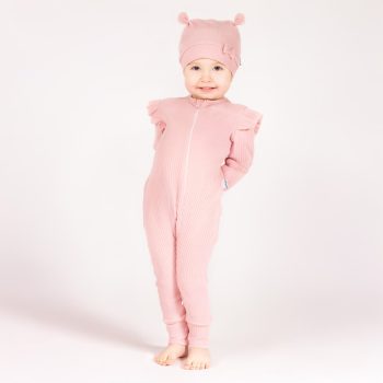   Nicol - Nelly kislány bordázott cipzáras rugdalózó púderrózsaszín 56