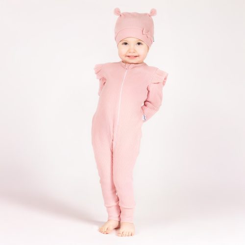 Nicol - Nelly kislány bordázott cipzáras rugdalózó púderrózsaszín 56