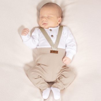   Nicol - Eddy kisfiú bordázott vállpántos nadrág bézs 56