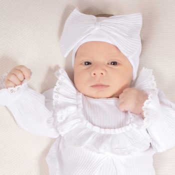 Elegant kislány bordázott fejpánt fehér 80/86