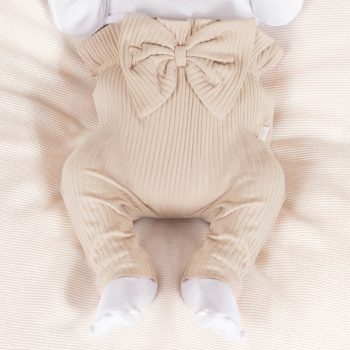 Elegant kislány bordázott fodros nadrág bézs 56