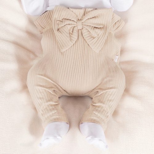 Elegant kislány bordázott fodros nadrág bézs 56