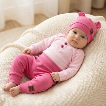   Nicol - Basic kislány háromrészes együttes rózsaszín 68