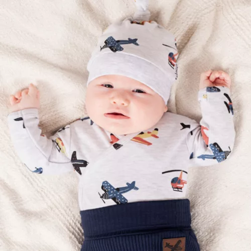Nicol - Willy kisfiú baba body szürke repülők 56