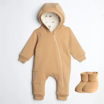   Nicol - Olo kisfiú átmeneti overál és textil cipőcske szett karamell 62