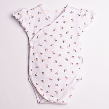   Nicol - Ola kislány rövid ujjú baba body virágok fehér 56