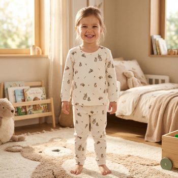 Nicol - Kiku kislány kétrészes pizsama nyuszi krém 98