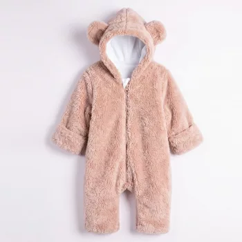   Nicol kisfiú BENEK füles kapucnis bélelt teddy plüss babaoverál bézs-krém 62