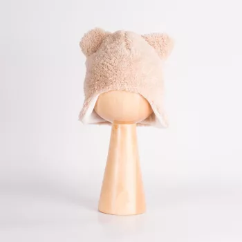   Nicol kisfiú BENEK füles teddy plüss baba sapka pamutbéléssel bézs-krém 56/62