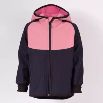   Nicol kislány SOFTSHELL, MERINO kétszínű kapucnis softshell kabát 20 000 mm-es membránnal púderrózsaszín-sötétkék-fekete 86