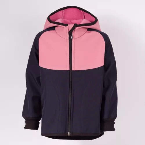 Nicol kislány SOFTSHELL, MERINO kétszínű kapucnis softshell kabát 20 000 mm-es membránnal púderrózsaszín-sötétkék-fekete 104