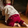 BLOOM15_62 Hátul fodros kislány leggings bordázott pamut anyagból