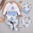 Nini kisfiú Baby Bear Pilot 4 részes repülős macimintás organikus pamut baba szett bodyval, talpas babanadrággal, sapkával és kendővel fehér-kék 62