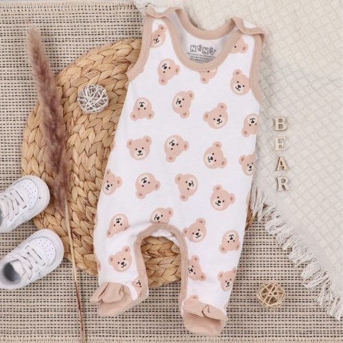 Nini - Sweet Bears uniszex ujjatlan rugdalózó maci fehér 56