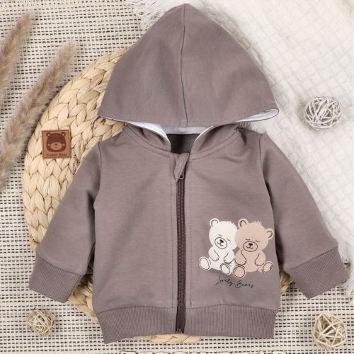 Nini - Sweet Bears kisfiú cipzáras pulcsi maci barna 62