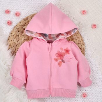   Nini - Colour Flowers kislány kapucnis pulcsi rózsaszín 56
