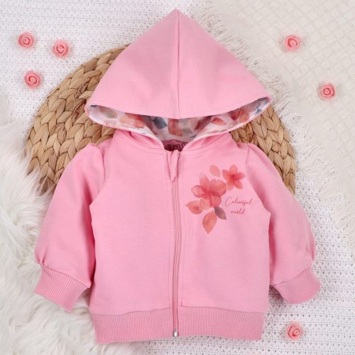 Nini - Colour Flowers kislány kapucnis pulcsi rózsaszín 74