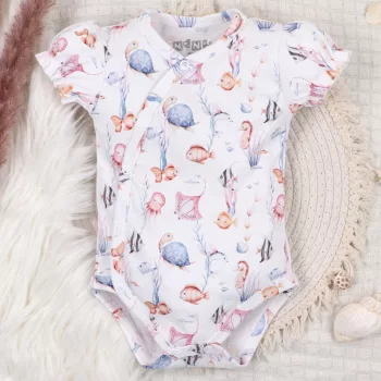   Nini - Underwater World rövid ujjú, átlapolós baba body 68