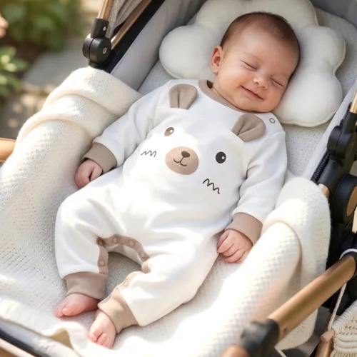 Nini - Sky Journey kisfiú rugdalózó maci fehér 62