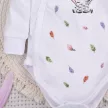Nini uniszex Happy Animals organikus pamut átlapolós baba body fehér állatmintás 56