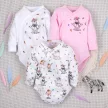 Nini uniszex Happy Animals organikus pamut átlapolós baba body fehér állatmintás 56
