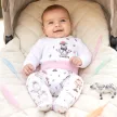 Nini uniszex Happy Animals organikus pamut átlapolós baba body fehér állatmintás 56