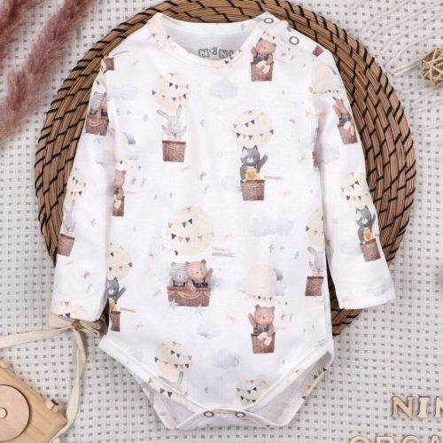 Nini - Balloon Friends kisfiú body maci fehér 80