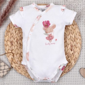   Nini - Balloon Friends kislány rövid ujjú baba body egérke fehér 56