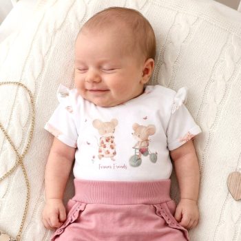   Nini - Balloon Friends kislány rövid ujjú body egérke fehér 98