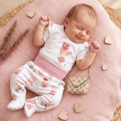 Nini - Balloon Friends kislány kétrészes együttes egérke fehér 68