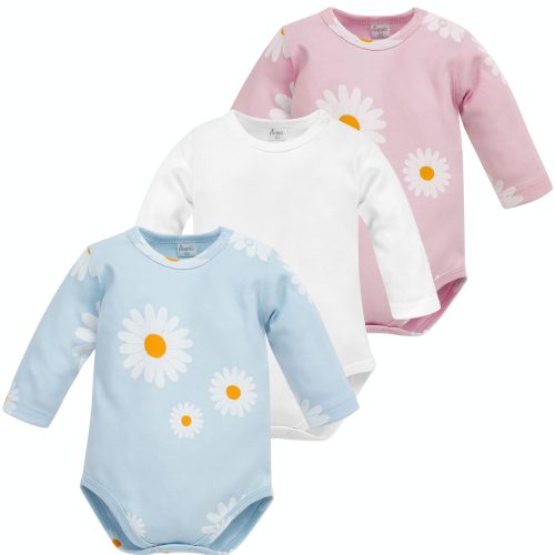 Pinokio - Háromrészes kislány body szett kék-fehér-rózsaszín 68