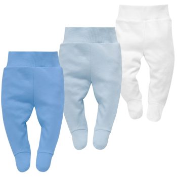   Pinokio - Lovely Day kisfiú háromrészes lábfejes baba nadrág szett kék-fehér 56