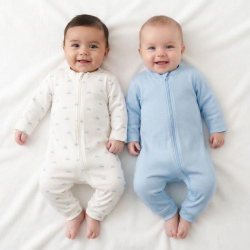 Pinokio - Lovely Day uniszex kétrészes cipzáras rugdalózó szett kék-ekrü 68